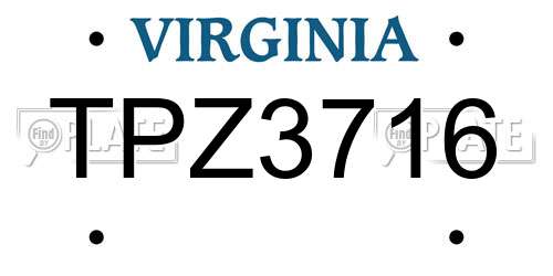 TPZ3716 Virginia License Plate