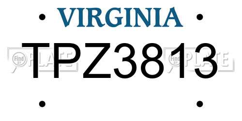 TPZ3813 Virginia License Plate