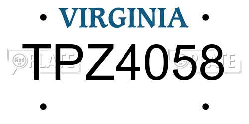 TPZ4058 Virginia License Plate