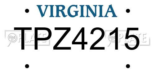 TPZ4215 Virginia License Plate