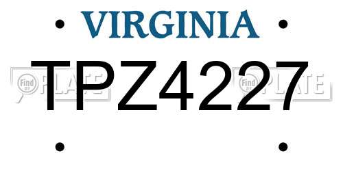 TPZ4227 Virginia License Plate