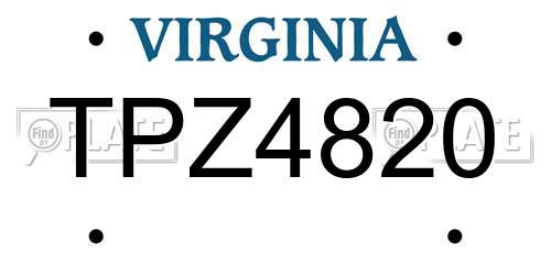 TPZ4820 Virginia License Plate