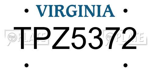 TPZ5372 Virginia License Plate