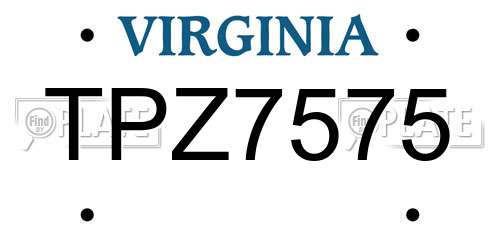 TPZ7575 Virginia License Plate