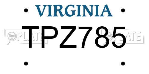 TPZ785 Virginia License Plate