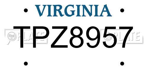 TPZ8957 Virginia License Plate