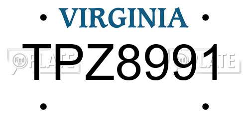 TPZ8991 Virginia License Plate
