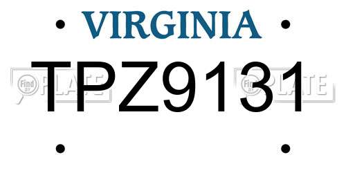 TPZ9131 Virginia License Plate