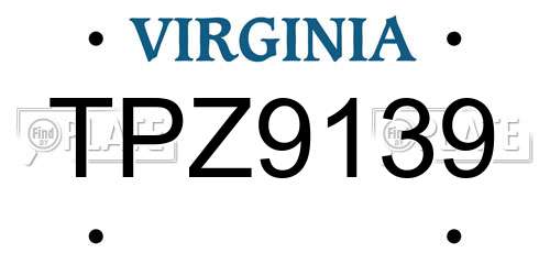 TPZ9139 Virginia License Plate