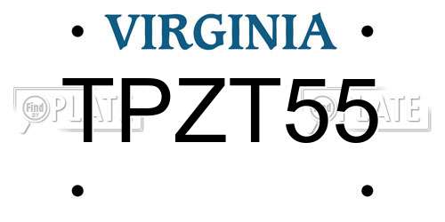 TPZT55 Virginia License Plate