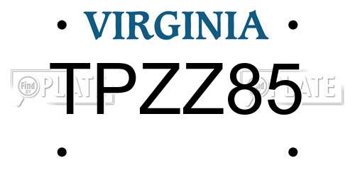 TPZZ85 Virginia License Plate