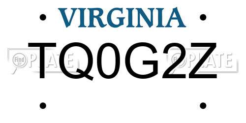 TQ0G2Z Virginia License Plate