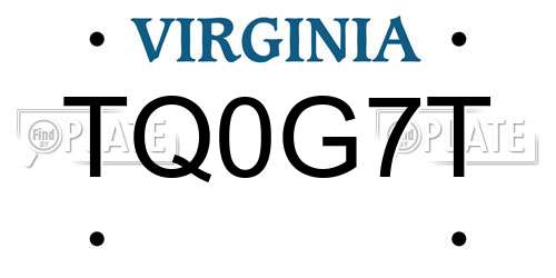 TQ0G7T Virginia License Plate