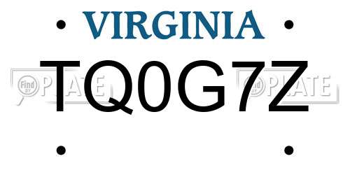 TQ0G7Z Virginia License Plate