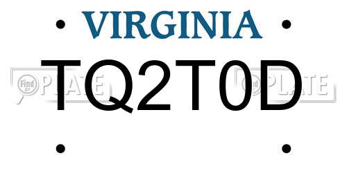 TQ2T0D Virginia License Plate