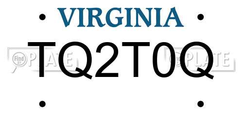 TQ2T0Q Virginia License Plate