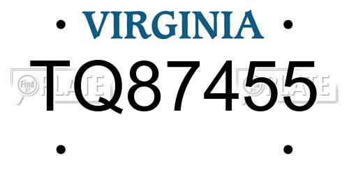 TQ87455 Virginia License Plate