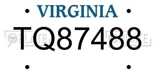 TQ87488 Virginia License Plate