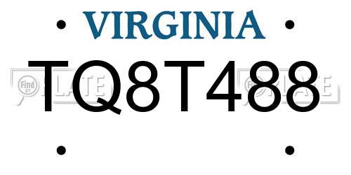 TQ8T488 Virginia License Plate