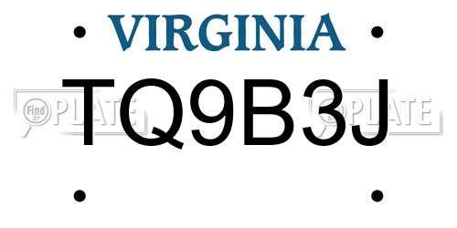 TQ9B3J Virginia License Plate
