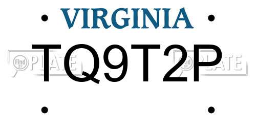 TQ9T2P Virginia License Plate
