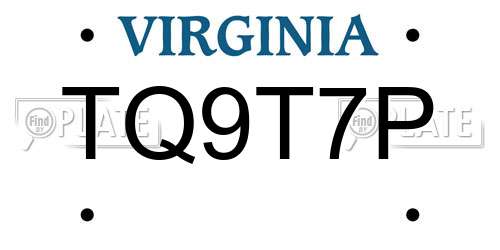 TQ9T7P Virginia License Plate