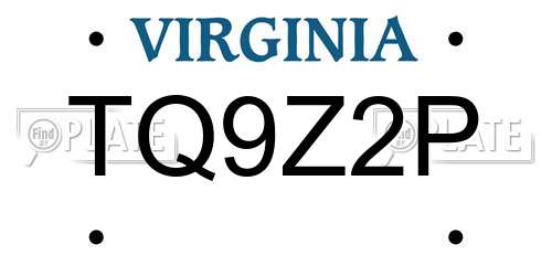 TQ9Z2P Virginia License Plate