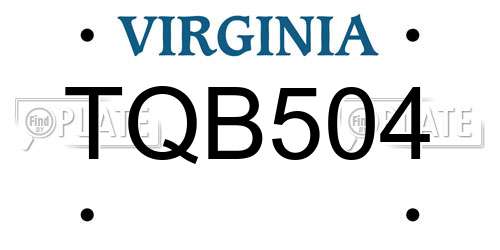 TQB504 Virginia License Plate