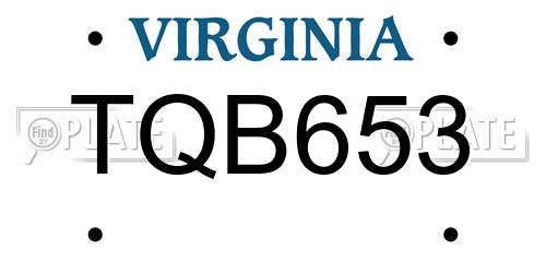 TQB653 Virginia License Plate