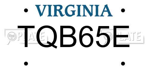 TQB65E Virginia License Plate