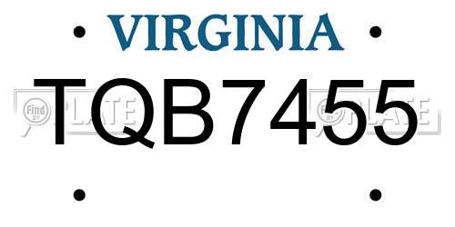 TQB7455 Virginia License Plate