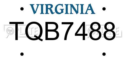 TQB7488 Virginia License Plate