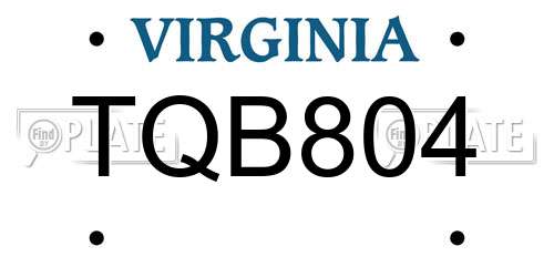 TQB804 Virginia License Plate