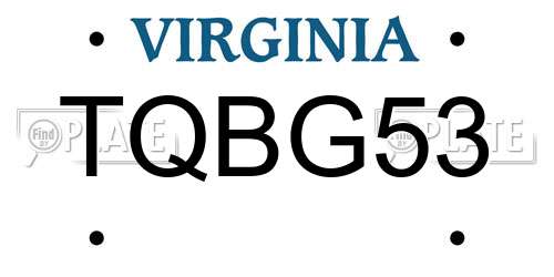 TQBG53 Virginia License Plate