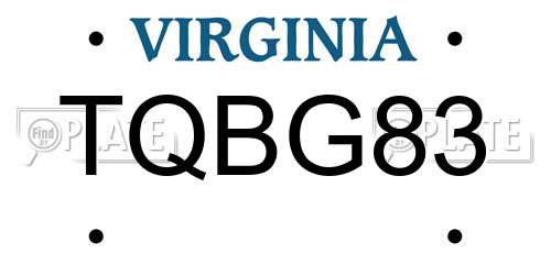 TQBG83 Virginia License Plate