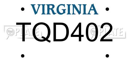 TQD402 Virginia License Plate