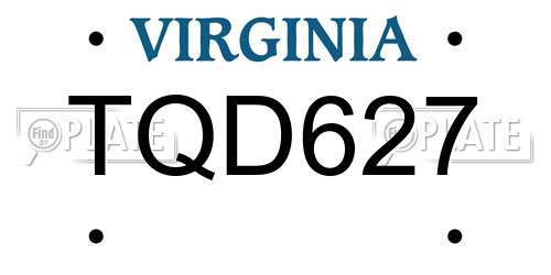 TQD627 Virginia License Plate