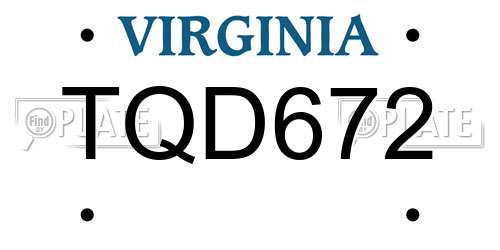 TQD672 Virginia License Plate