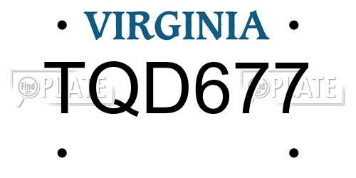 TQD677 Virginia License Plate