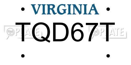 TQD67T Virginia License Plate