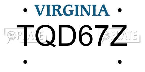 TQD67Z Virginia License Plate