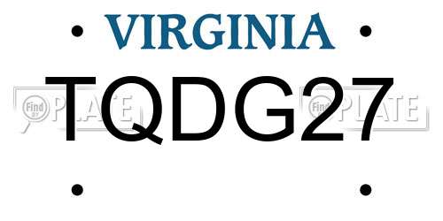 TQDG27 Virginia License Plate