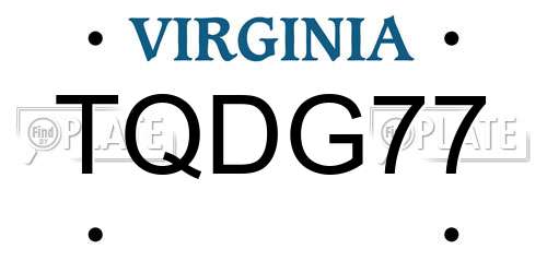 TQDG77 Virginia License Plate