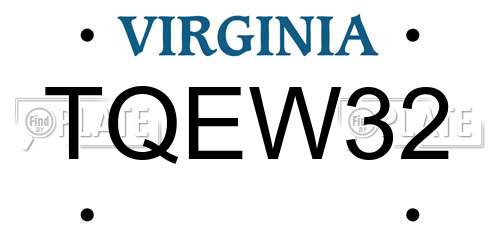 TQEW32 Virginia License Plate