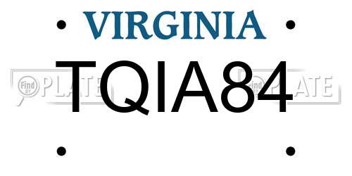 TQIA84 Virginia License Plate