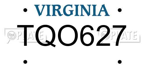 TQO627 Virginia License Plate