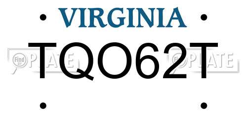 TQO62T Virginia License Plate