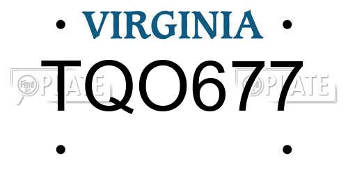 TQO677 Virginia License Plate