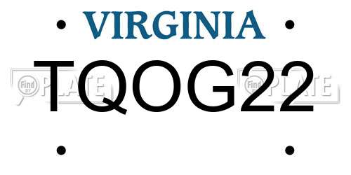 TQOG22 Virginia License Plate