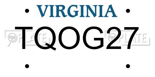 TQOG27 Virginia License Plate